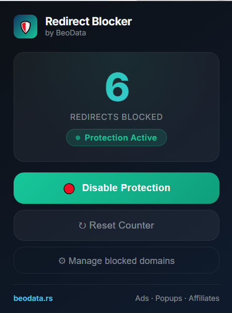 Redirect Blocker – Chrome Ekstenzija ad blocker